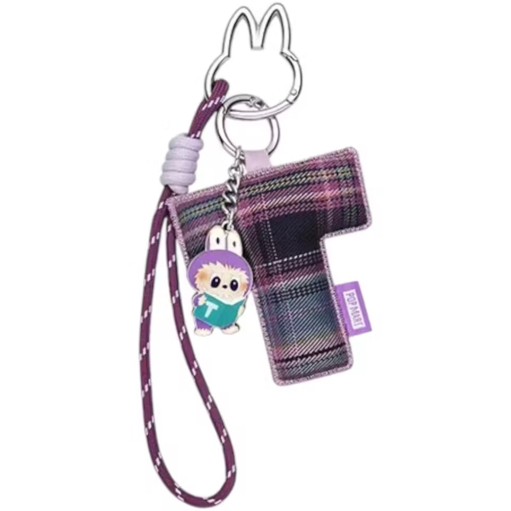 Purple Plaid Keychain with Bunny Charm